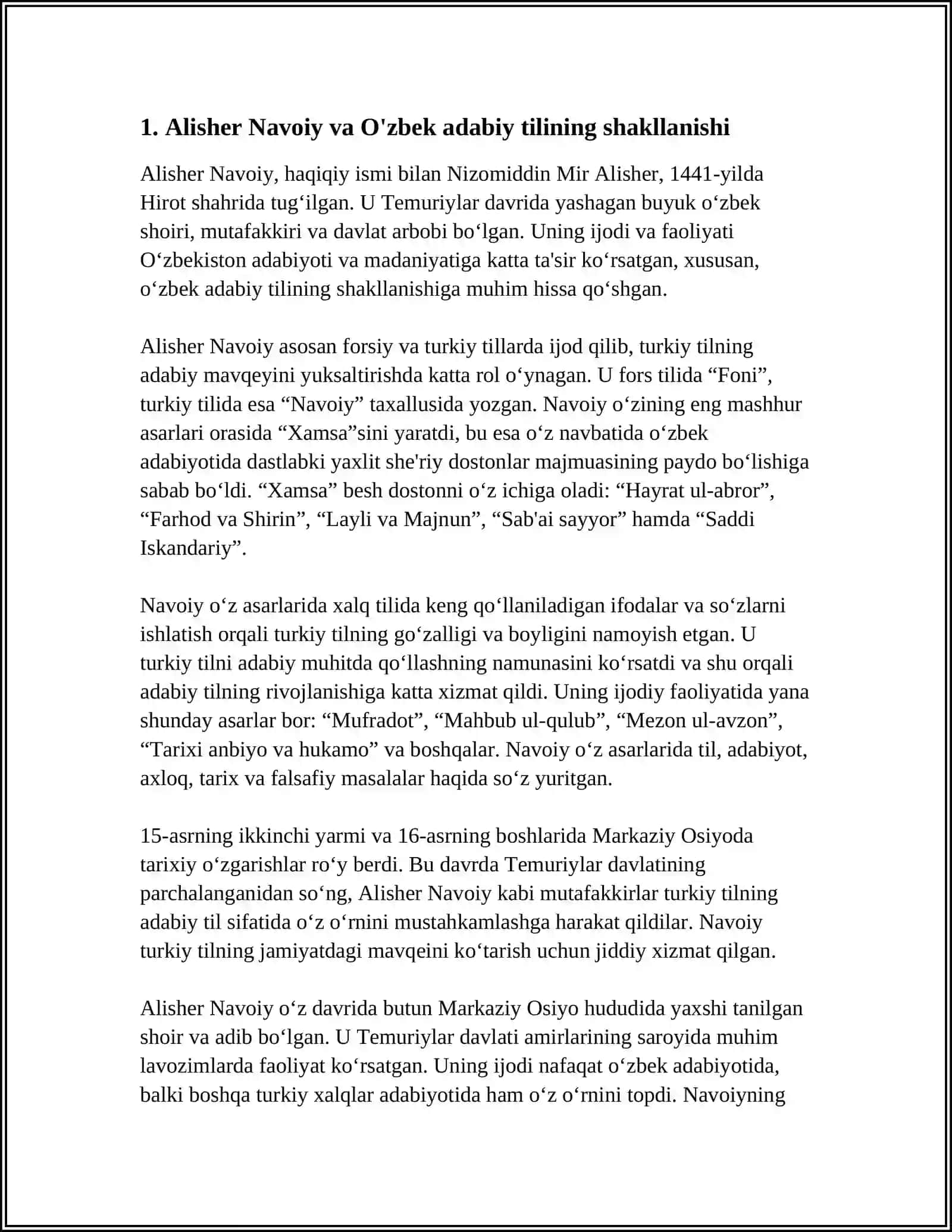 ALISHER NAVOIY-O‘ZBEK ADABIY TILINING ASOSCHISIDA MA'LUMOT YOZING 3