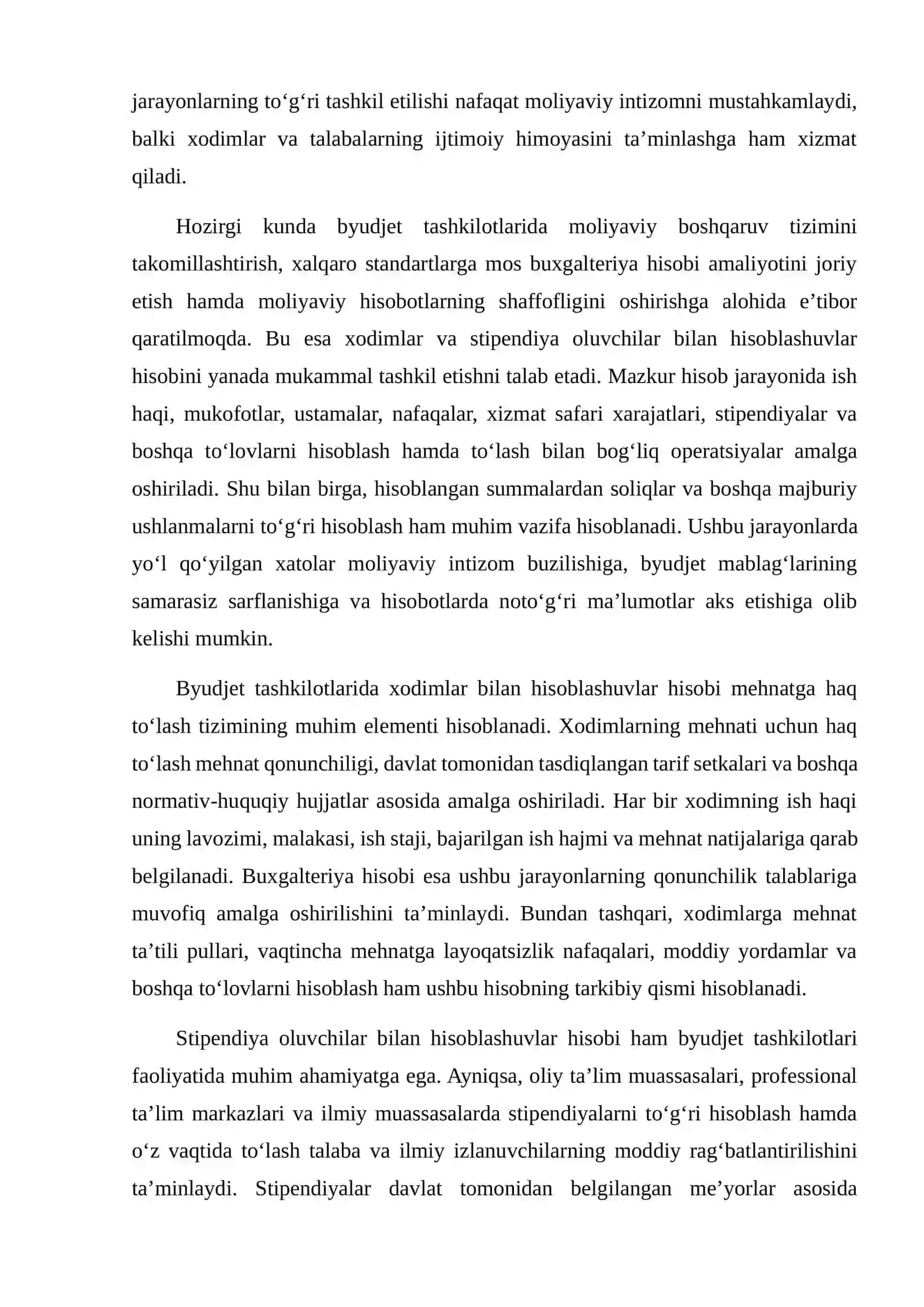 Byudjet tashkilotlarida xodimlar va stipendiya oluvchilar bilan hisoblashuvlar hisobi 3