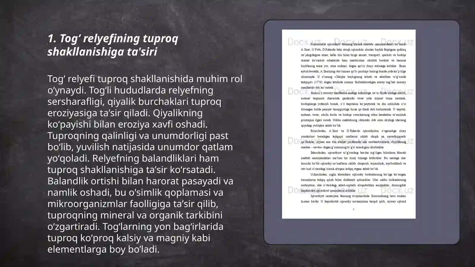 Togʻ Tuprogʻining Shakllanishida Relyefini Rolini Aniqlash 3