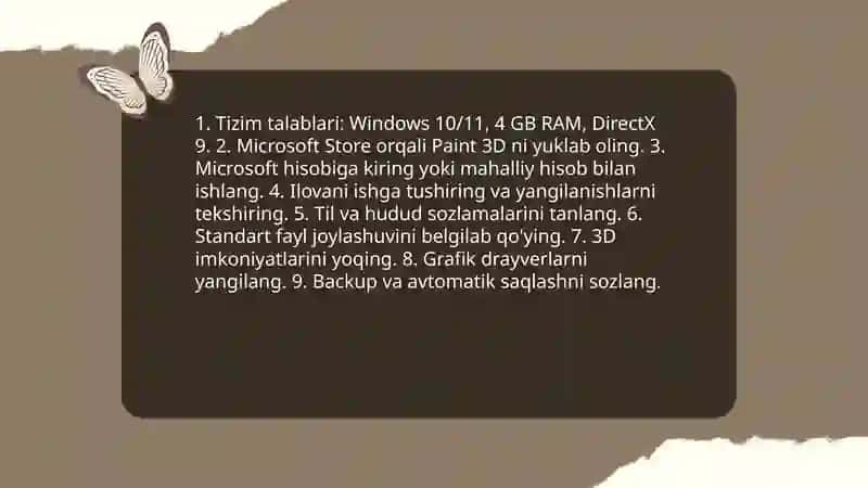 Paint 3D ilivasining imkoniyatlaridan amalda foydalanish 3