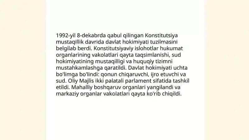 Mustaqillik yillarida davlat boshqaruvi tizimida amalga oshirilgan islohotlar 3