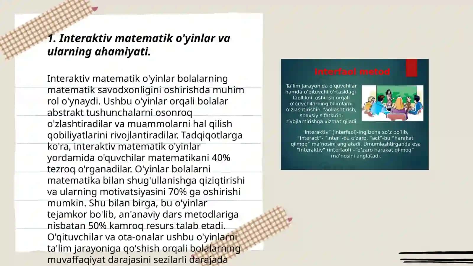 Interaktiv va raqamli texnologiyalardan foydalanib matematik o'yinlarni tashkil etish 3
