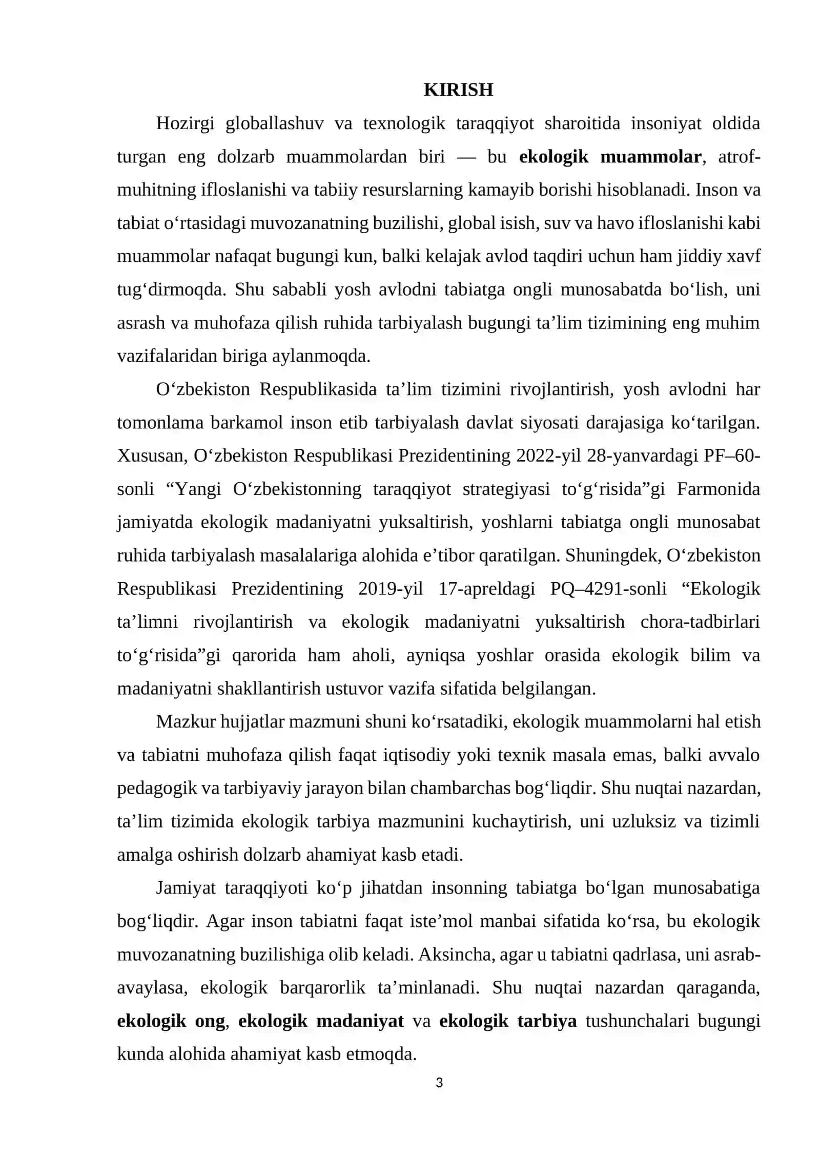Tabiat bilan tanishtirish metodikasi fanidan Kurs ishi 3