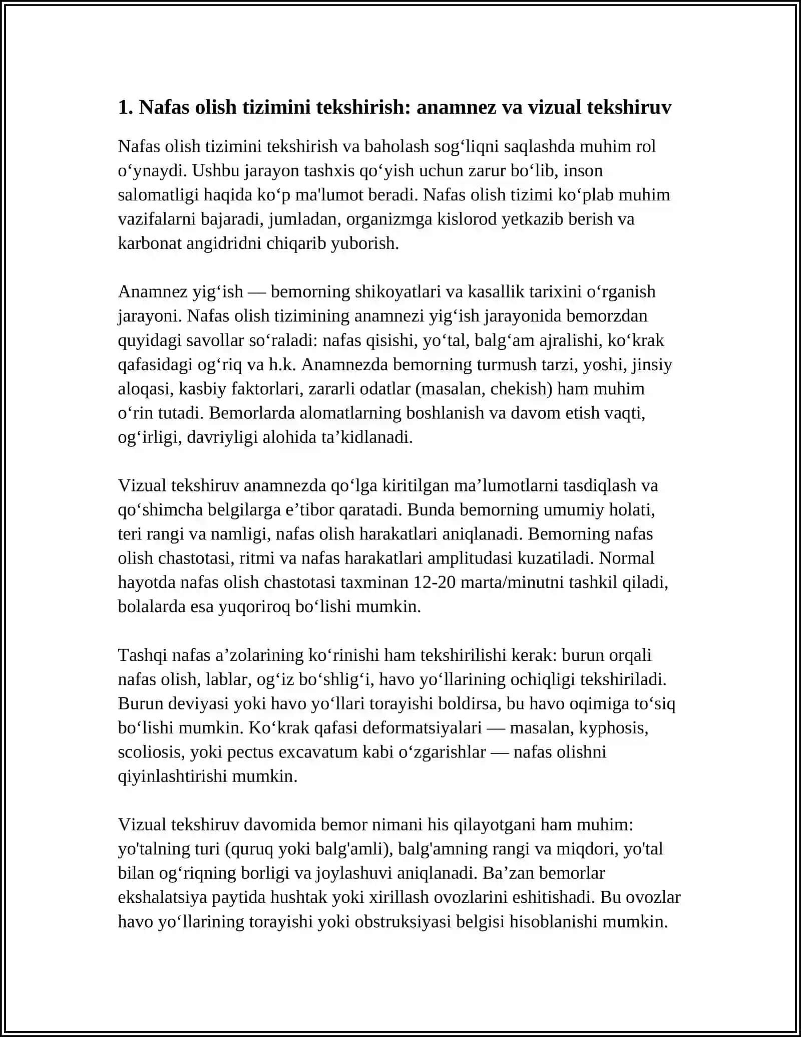 Nafas olish tizimini tekshirish 3