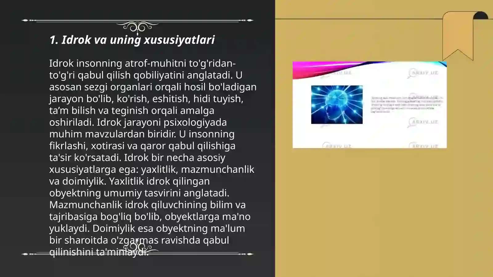 Idrokda obyekt va fon, appersepsiya, idrokning konstantligi 3