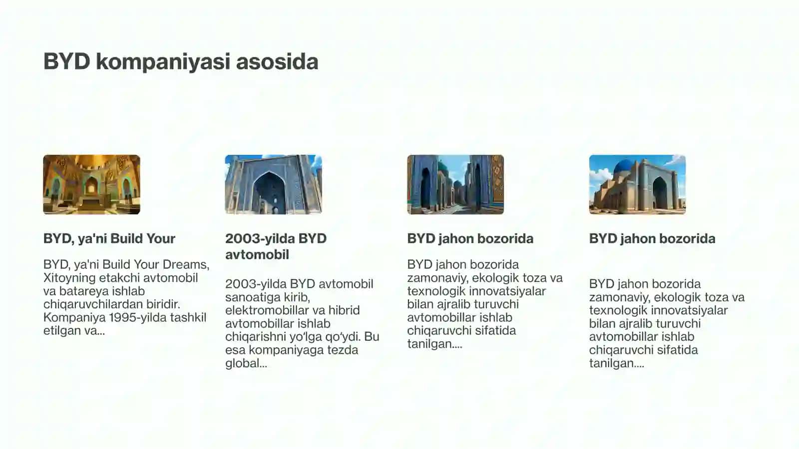 BYD avtomobillari rivojlanish tarixi 3