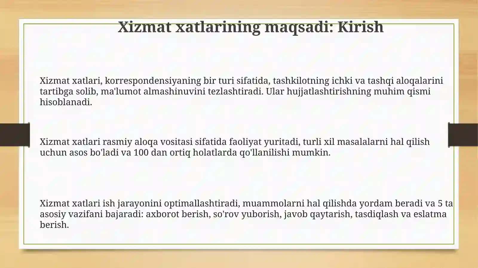 Xizmat xatlarining vazifasi va ahamiyati 3