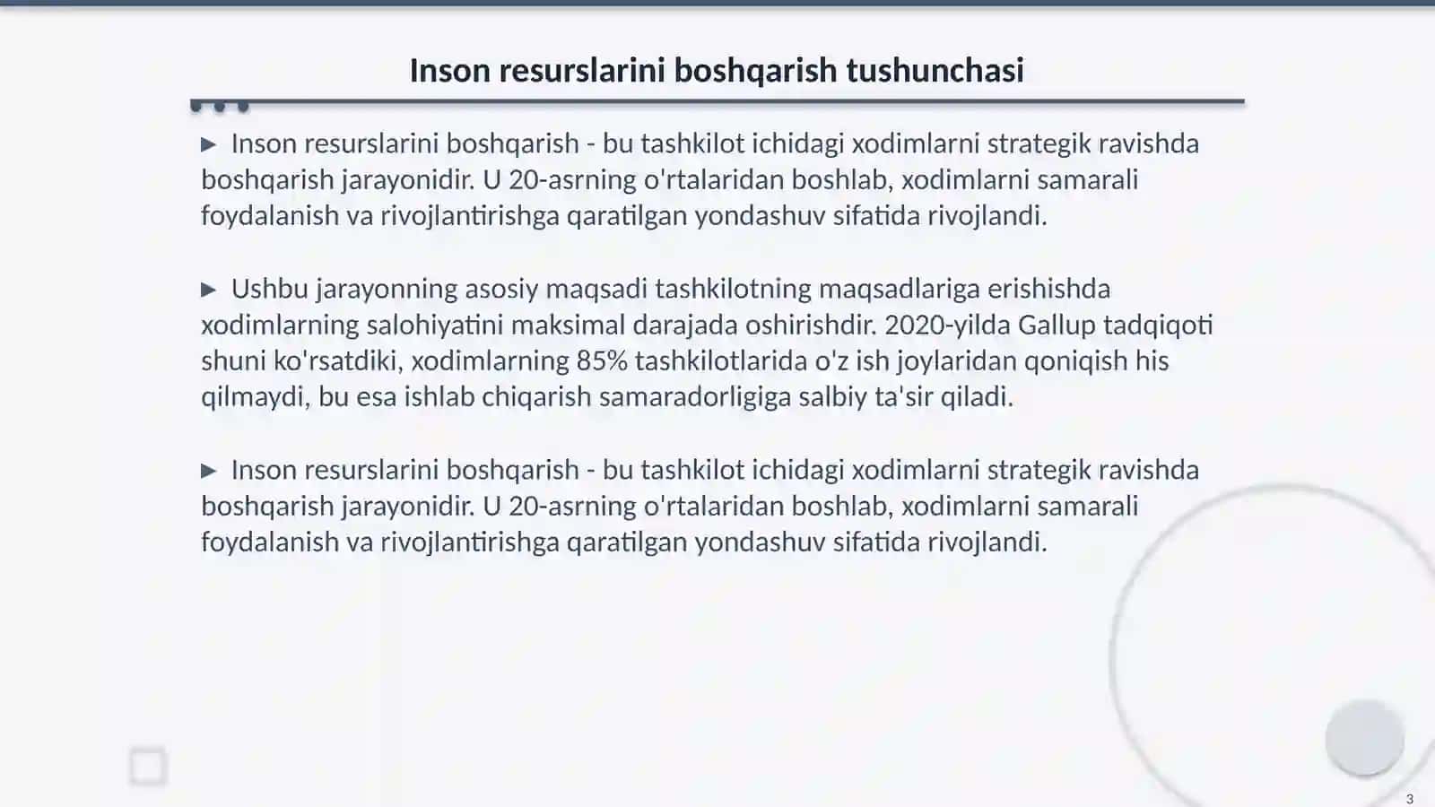 Inson resurslarini boshqarish va uning zamonaviy tendentsiyalari 3