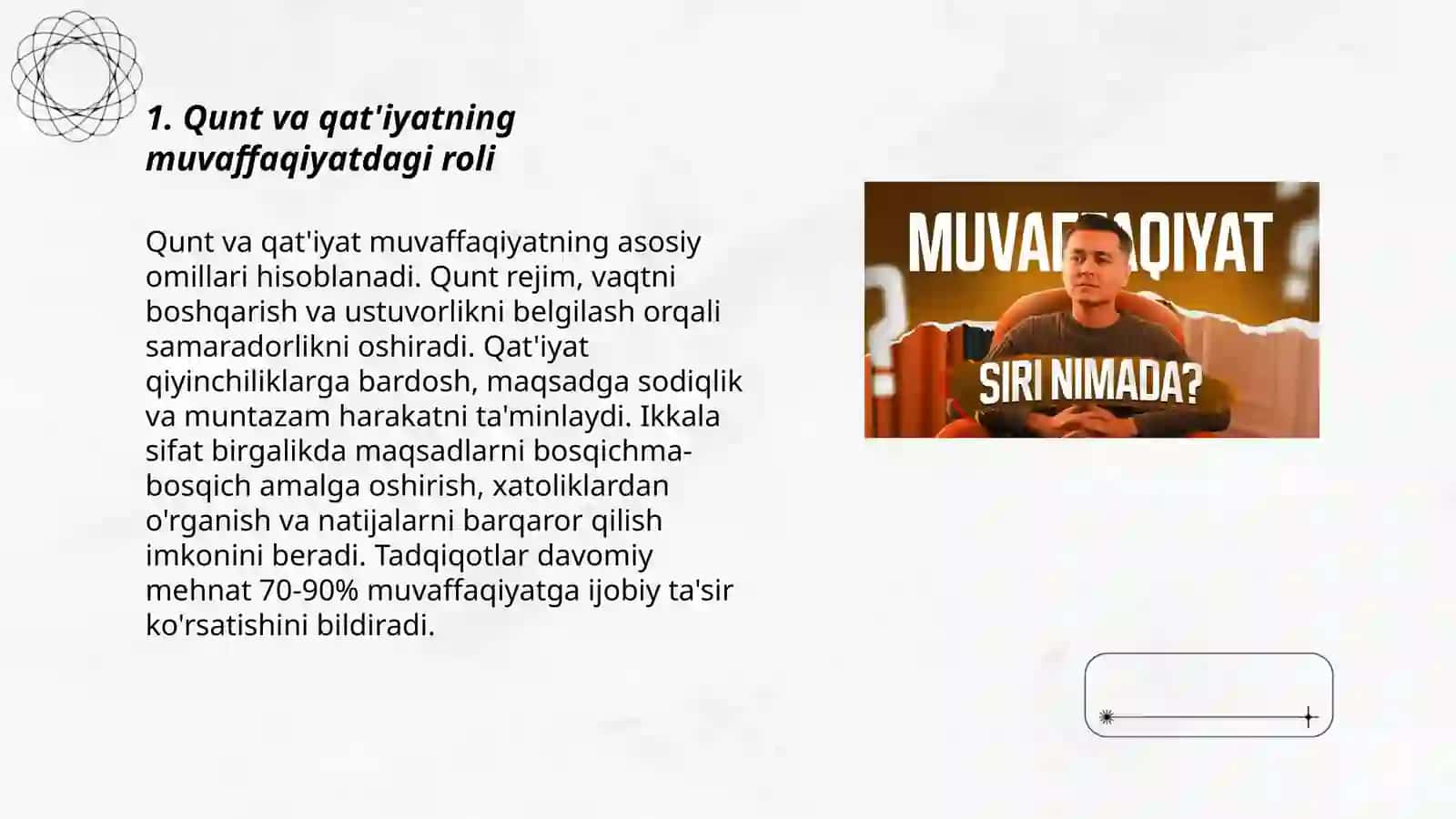 Qunt va qat'iyatning muvaffaqiyatdagi roli 3