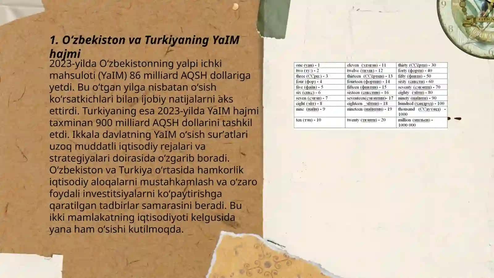 Oʻzbekiston va Turkiyaning asosiy makroiqtisodiy koʻrsatkichlari va uning iqtisodiyotdagi oʻrni 3