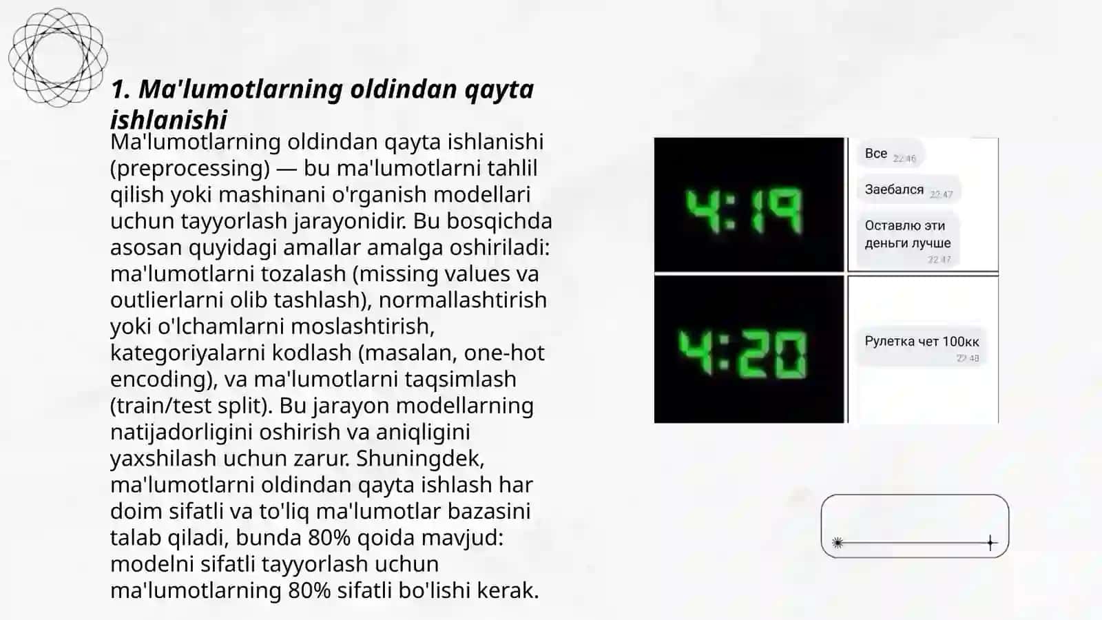Psixilogik malumotlarni qayta ishlash metodlari va texnologiyalari 3