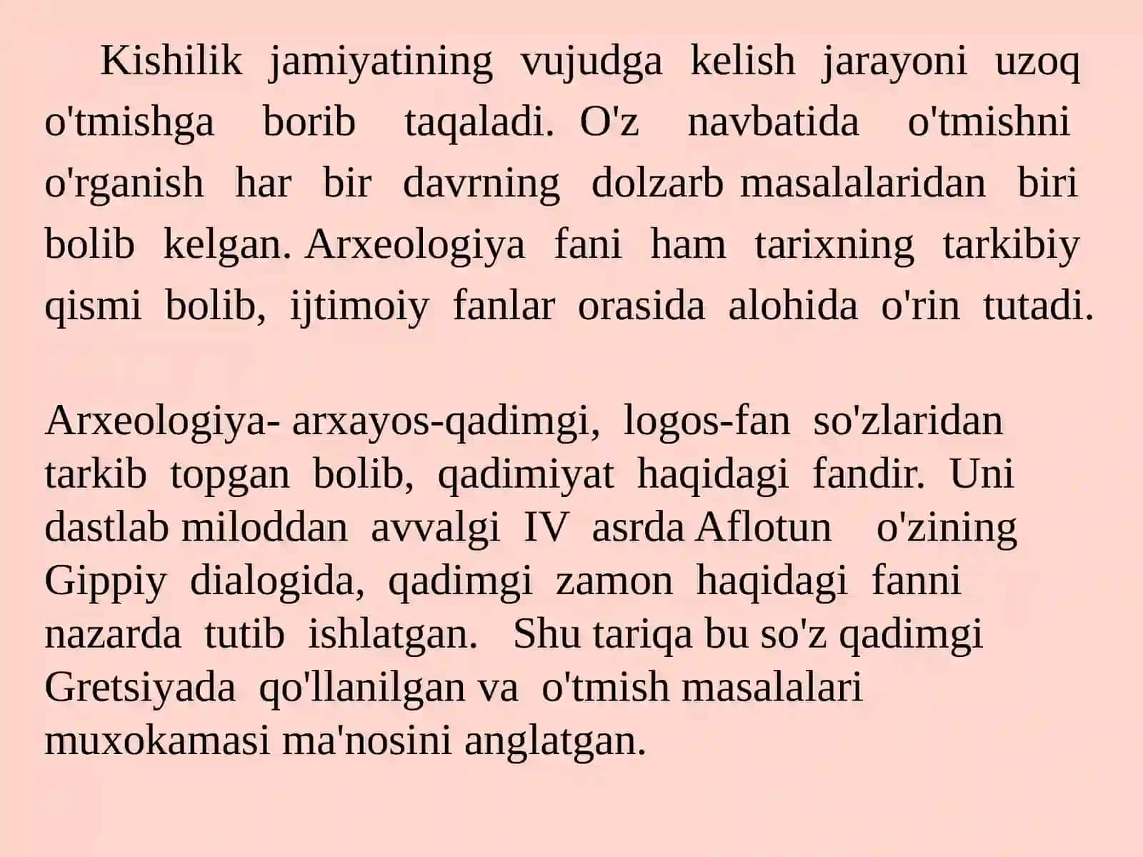 Abdumalikova Soniyaning arxeologiya fanidan tayyorlagan mustaqil ishi 3