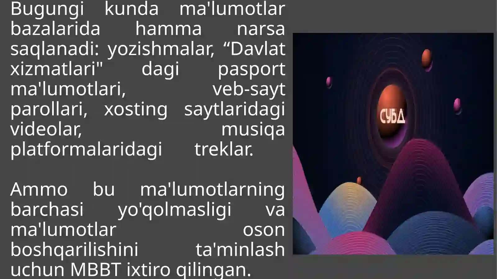 Ma'lumotlar bazasini boshqarish tizimlari 3