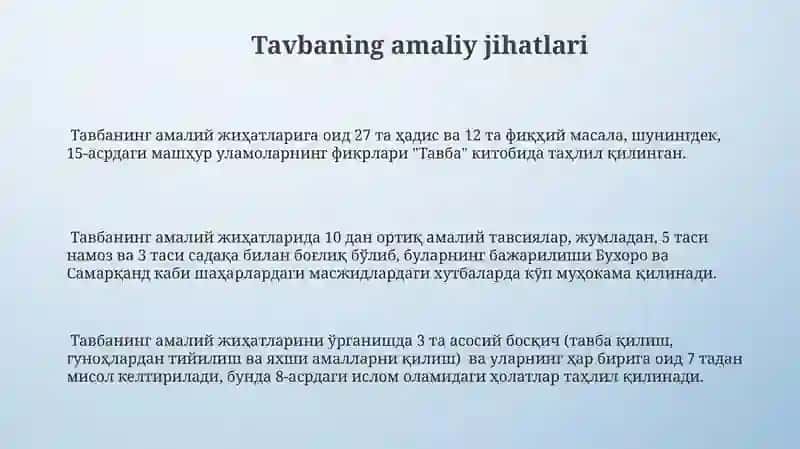 Tavba asari asosida "Din va axloq" 3
