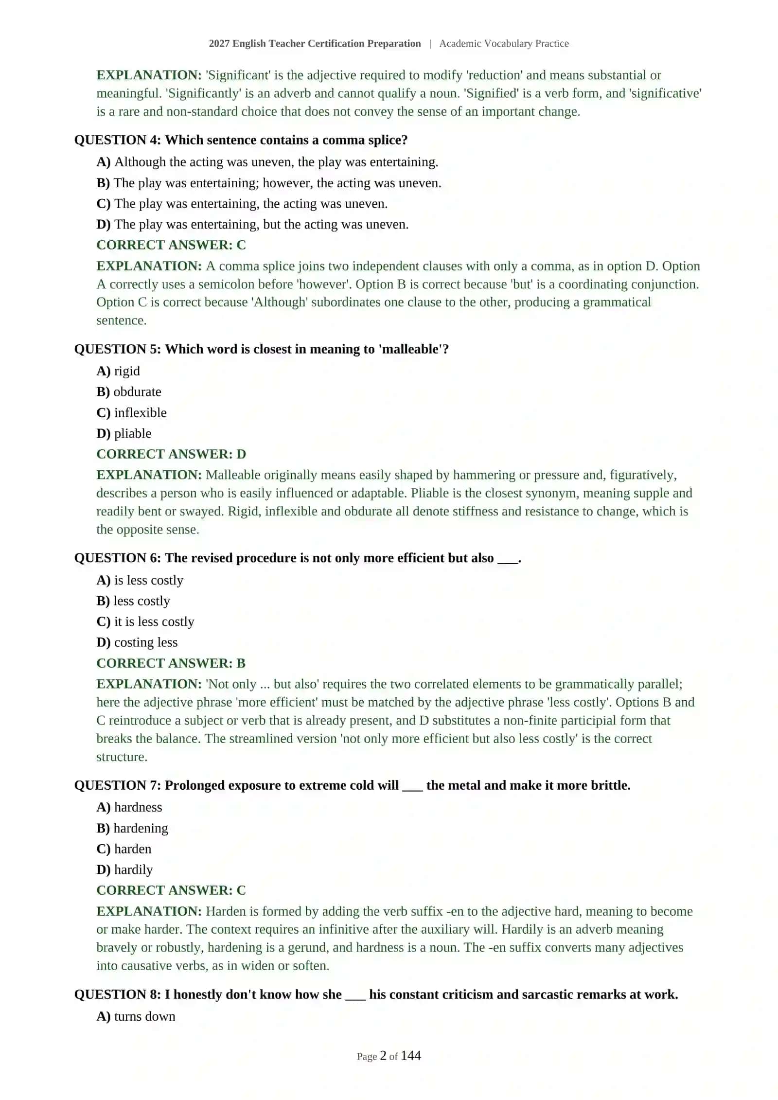 2027 English Teacher Certification Preparation | Academic Vocabulary Practice 3