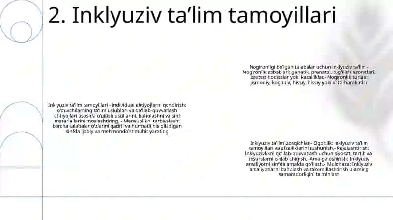 Inklyuziv TaʼLimning Tamoyillari Va Unga BoʻLgan Ehtiyojlar Va Uning Sabablari, Bosqichlari 3