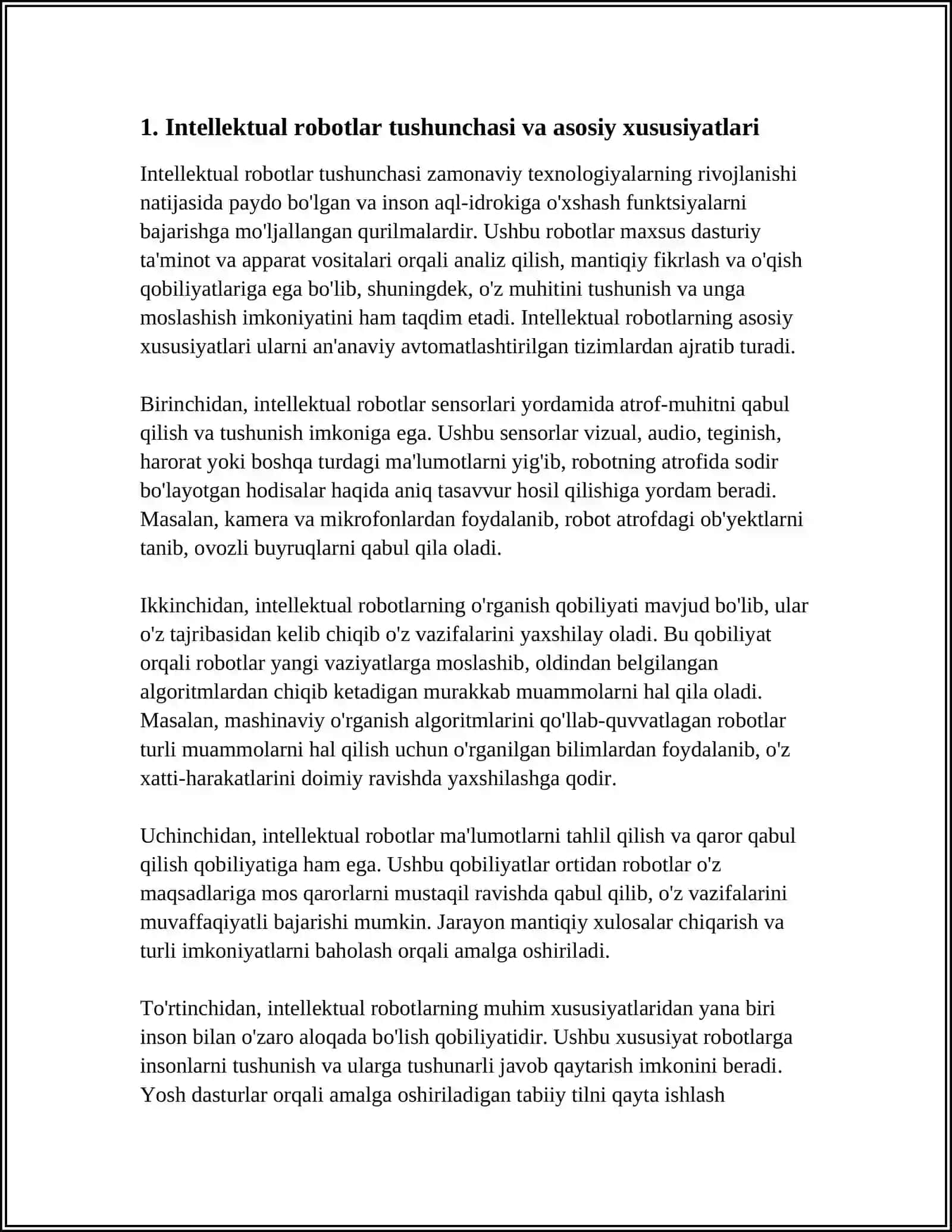 INTELLEKTUAL ROBOTLAR, ULARNING TURLARI 3