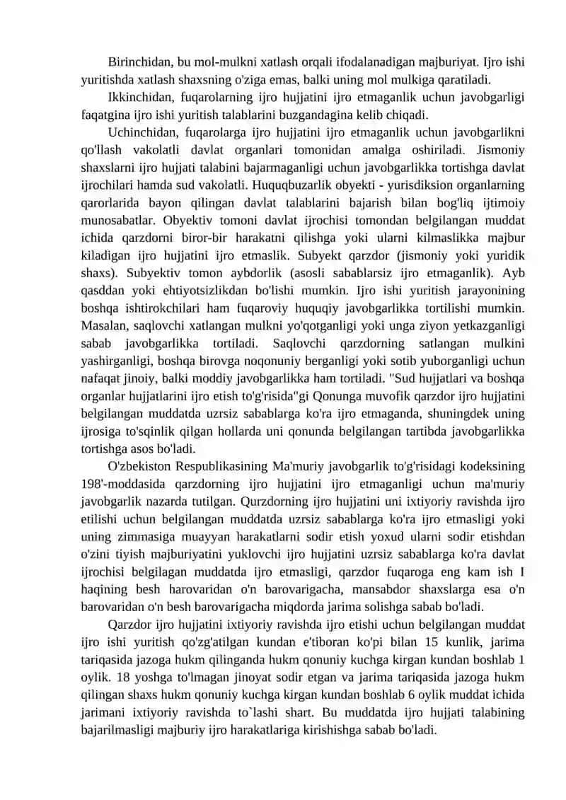 Ijro hujjatini ijro etmaganlik uchun javobgarlik 3