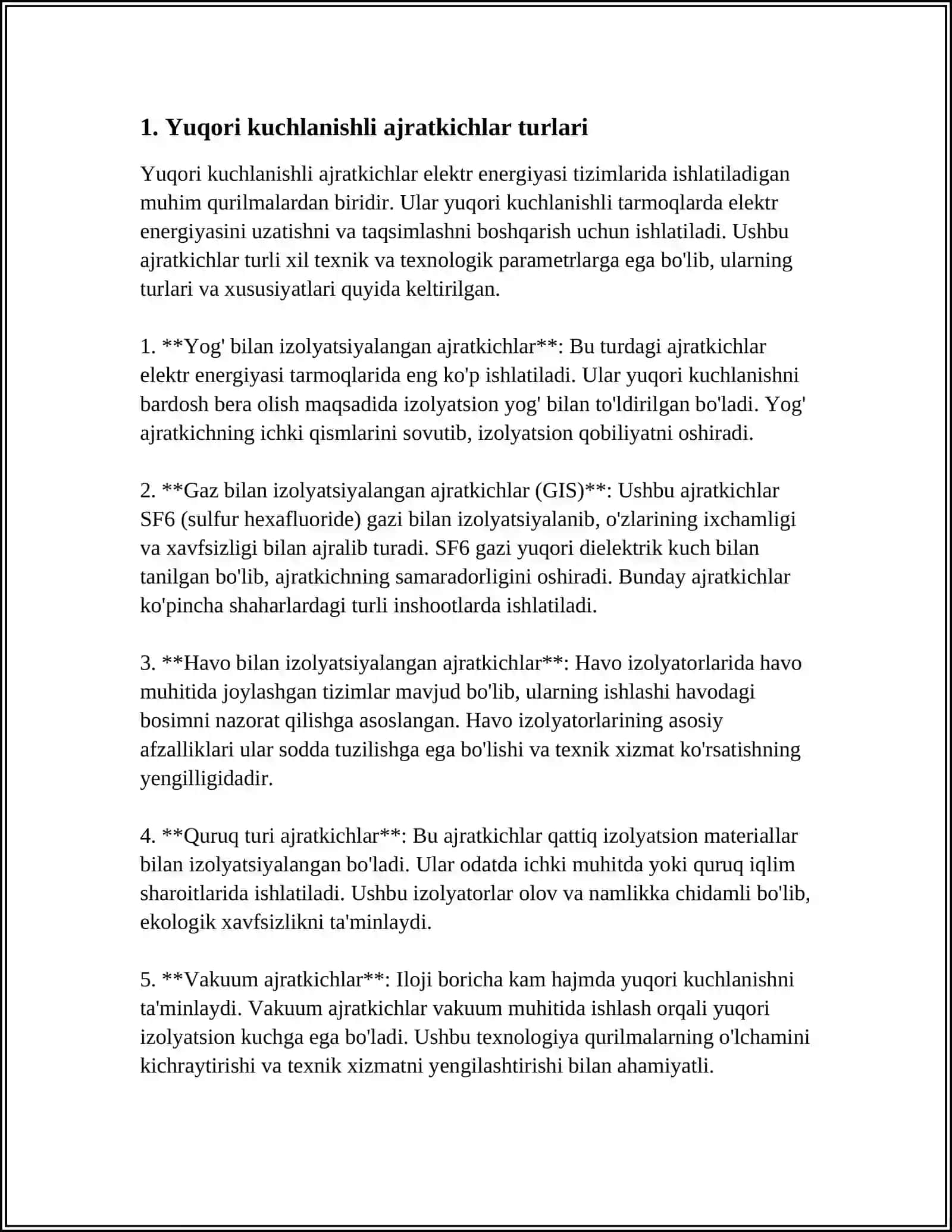Yuqori kuchlanishli ajratkichlar 3