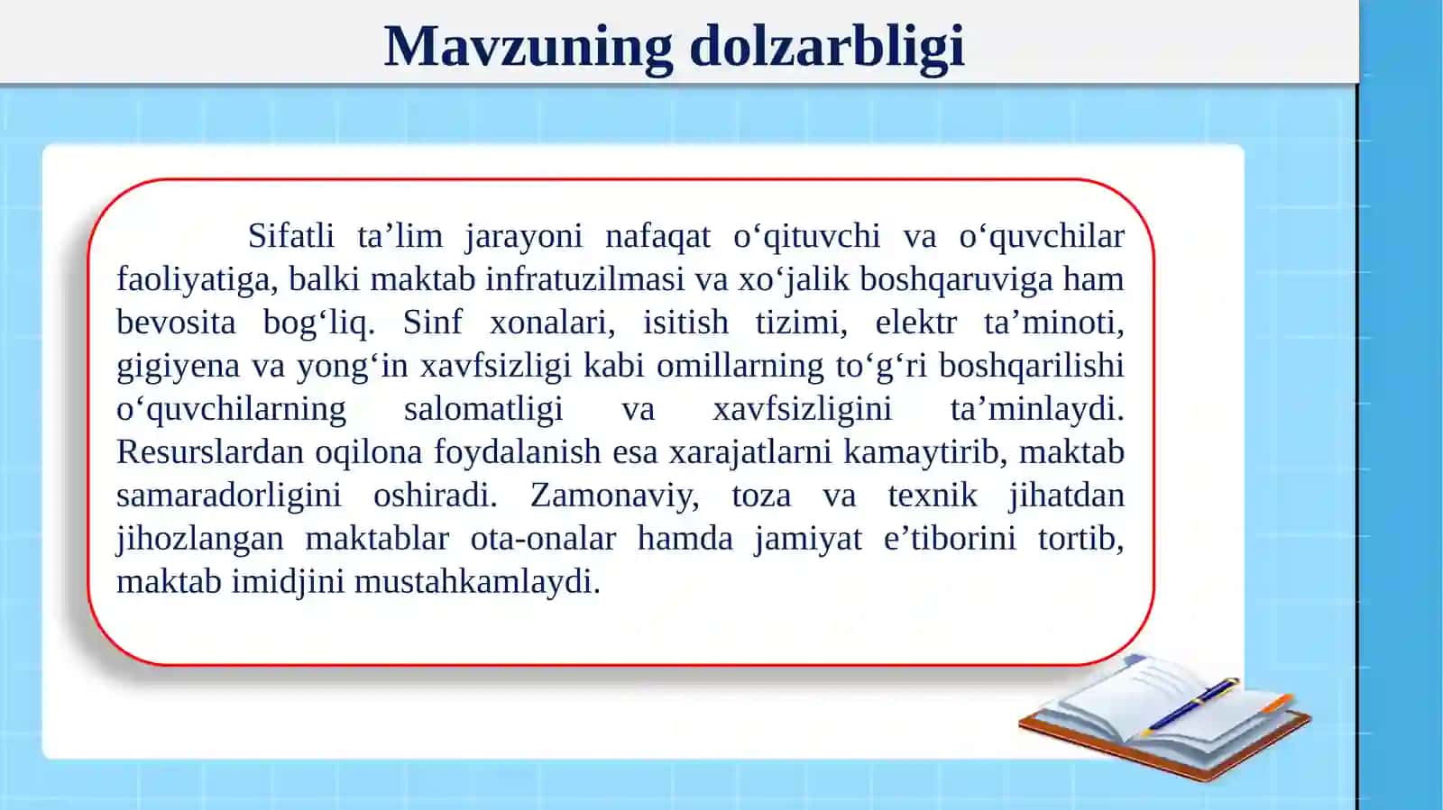 Maktabda xo‘jalik ishlari bo‘yicha direktor o‘rinbosari faoliyati  samaradorligini  oshirish 3
