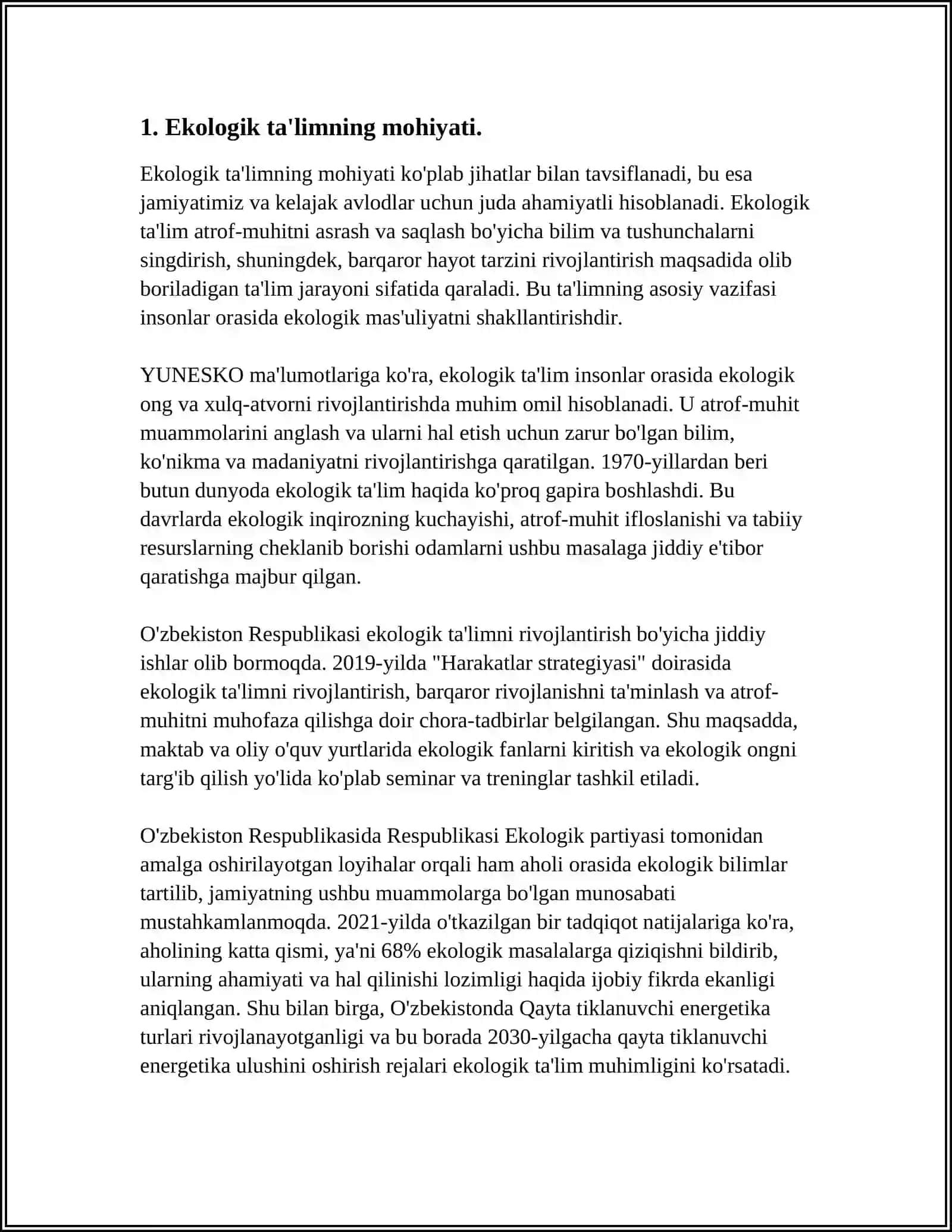 BOLALARNI TABIAT BILAN TANISHTIRISH MASHGʻULOTLARIDA EKOLOGIK TAʼLIM TARBIYA MAZMUNI VAZIFALARI 3