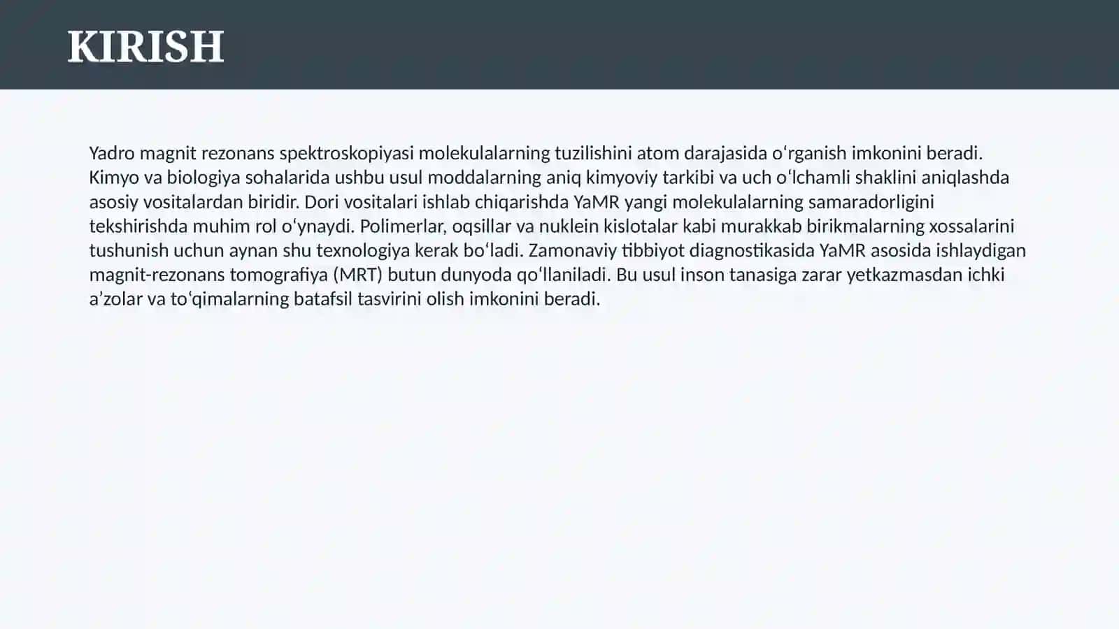 YADRO MAGNIT REZONANS (YAMR) SPEKTROSKOPIYSI 3