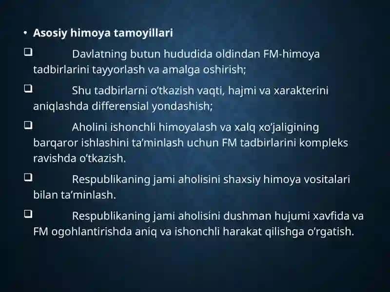 FAVQULOTDA VAZIYATDA AHOLINI HIMOYA QILISH.JAMOA HIMOYA VOSITALARI 3