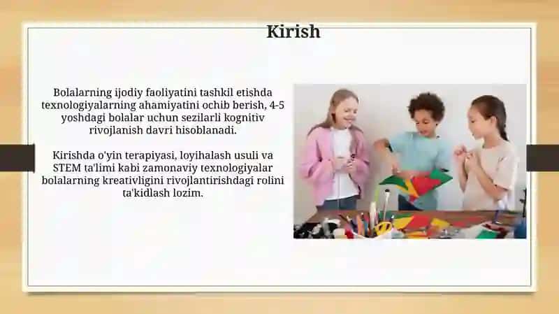 Maktabgacha ta'limni bolalarni ijodiy faoliyatini tashkil qilish tehnalogiyasi (o'rta guruh ) 3