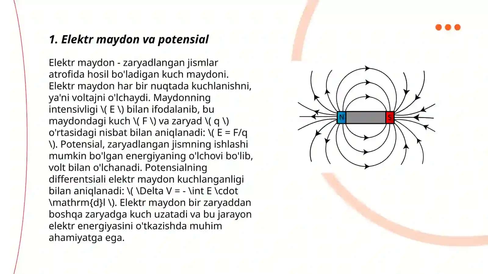 Elektromagnet maydon potensiallari skalyar va vektor kattaliklar 3