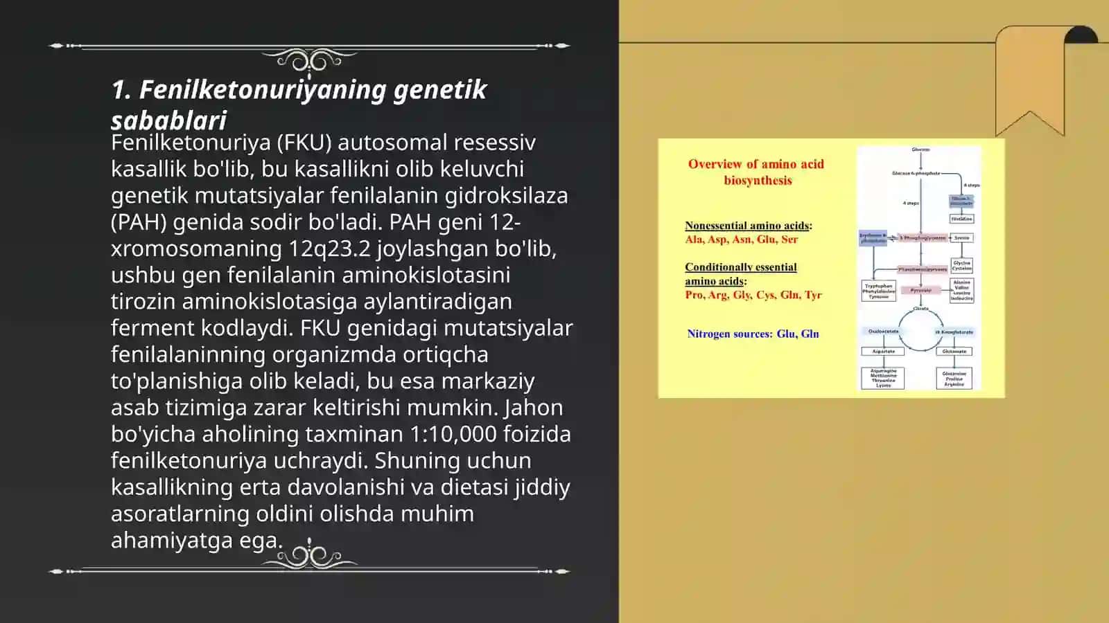 Aminokislotalar almashinuvining buzilishi kasalliklari. Fenilketonuriya 3