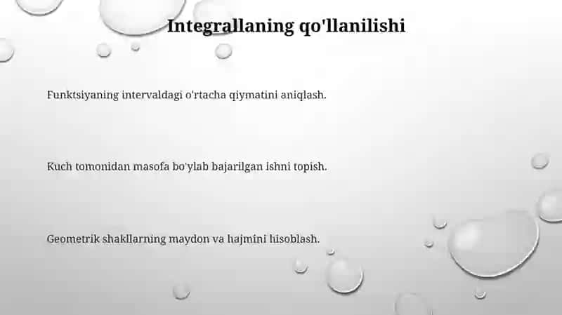 Ikki o'lchovli integrating tadbiqlari 3