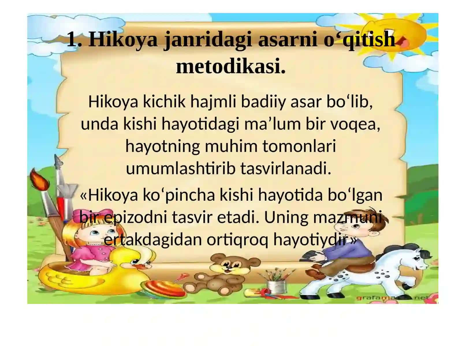 Hikoya janridagi asarni o‘qitish mеtodikasi. She’riy nutqning xususiyatlari. She’rni tahlil qilish uslubiyoti 3