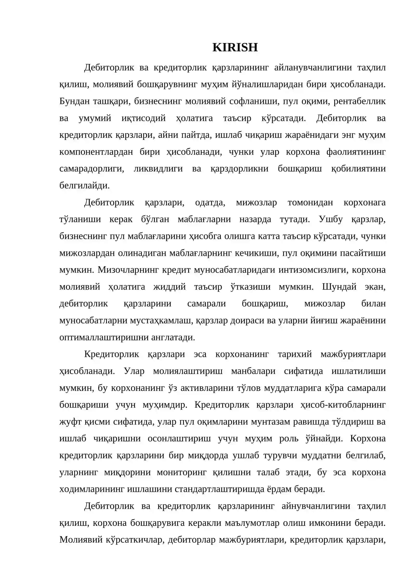 Дебиторлик ва кредиторлик карзларни айланувчанлиги таҳлили 3