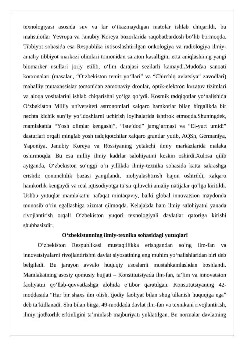 O‘zbekistonning ilmiy-texnika sohasidagi yutuqlari 3