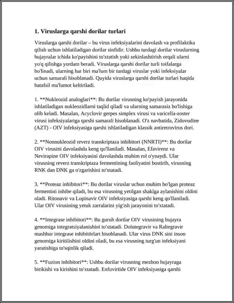 VIRUSLARGA QARSHI DORI VOSITALARNING KLINIK FARMAKOLOGIYASI 3