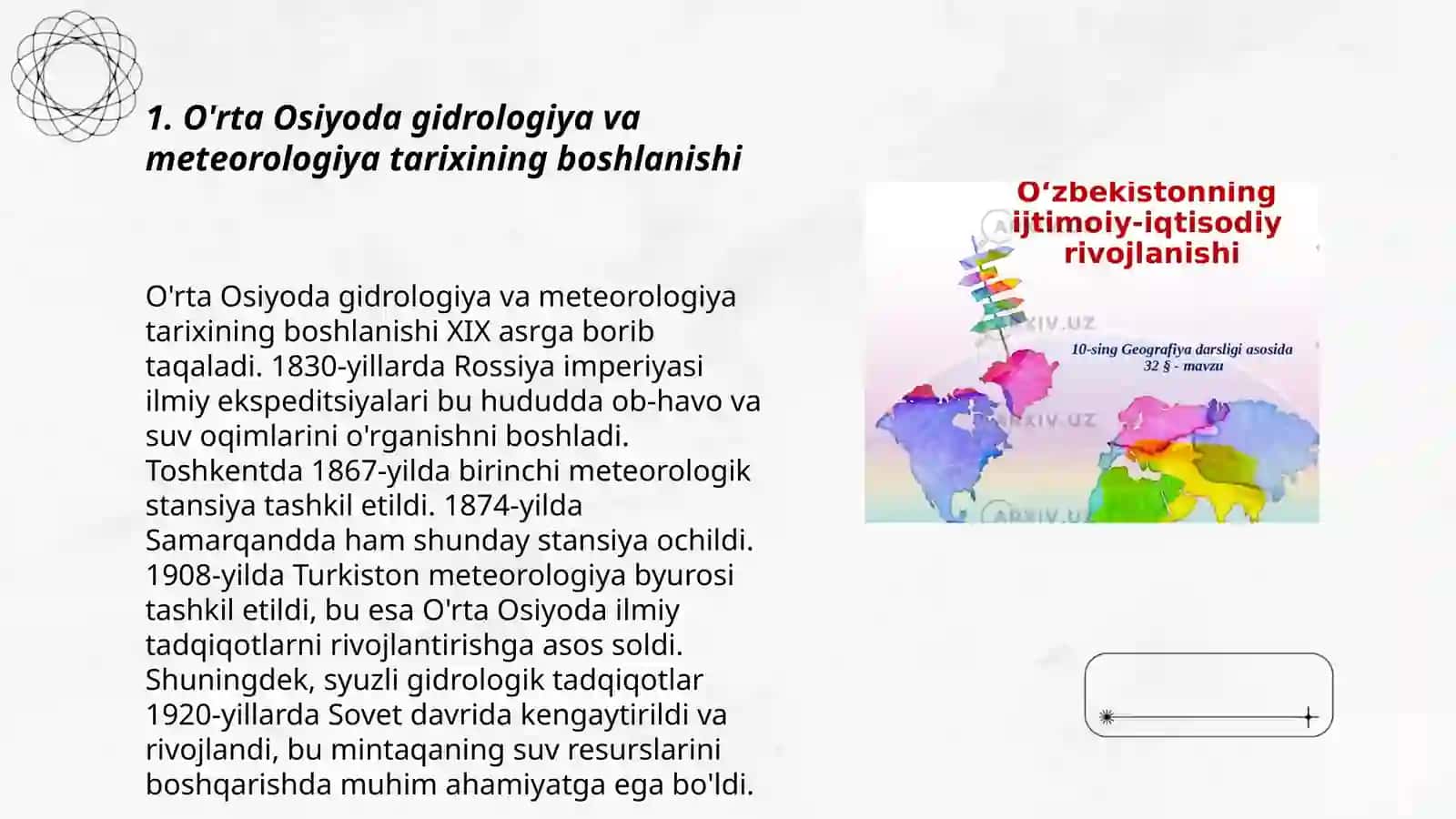 O'rta Osiyoda gidrologiya va meteorologiyaning rivojlanish tarixi 3
