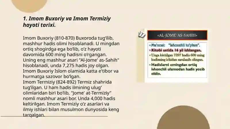 Imom Buxoriy va Imom Termiziyning hadis ilmiga qo'shgan hissalarini qiyosiy tahlili 3