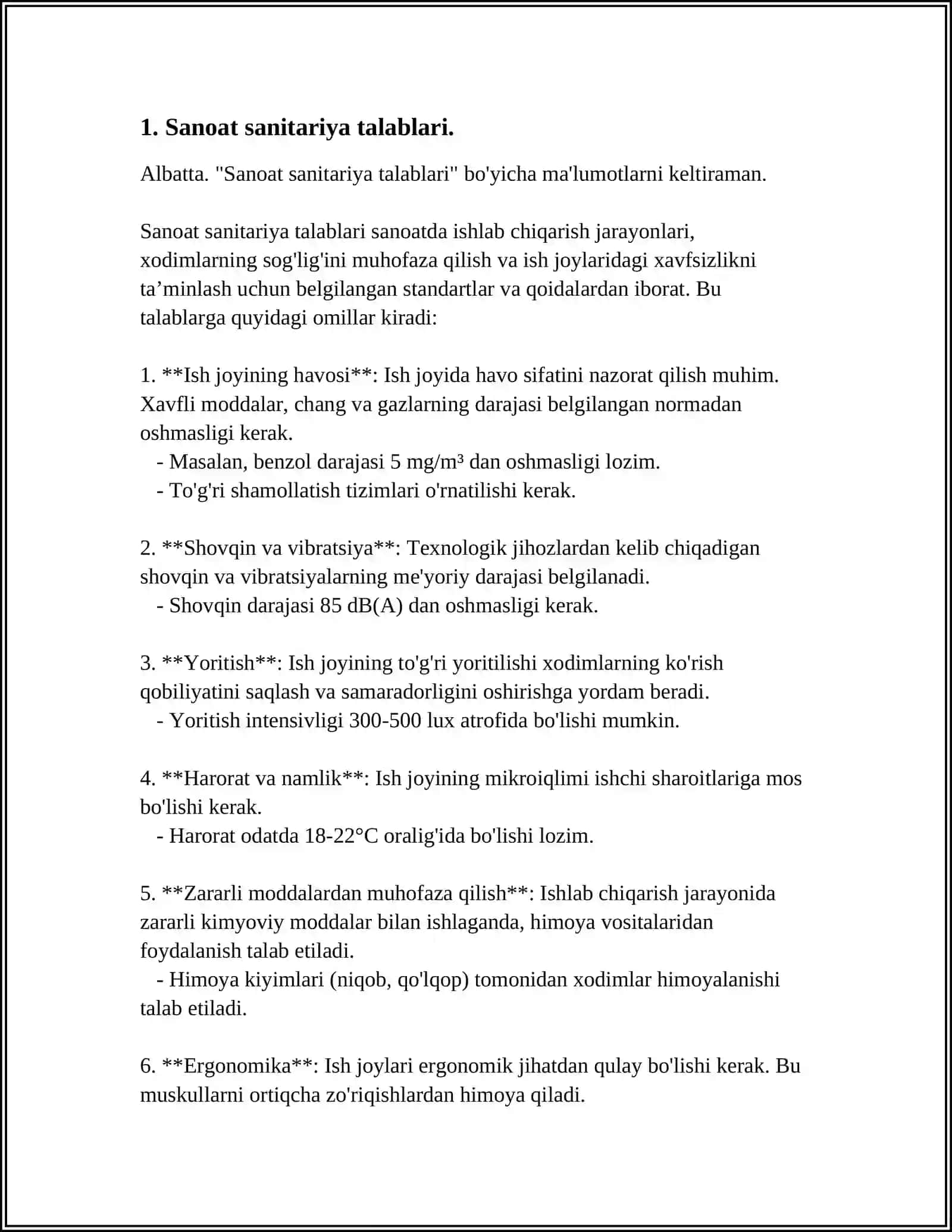 SUT VA SUT MAHSULOTLARINI ISHLAB CHIQARISHDA TEXNOLOGIK JARAYONIDA BOʻLGAN TALABLAR VA MAHSULOTNING XAVFSIZLIGI 3