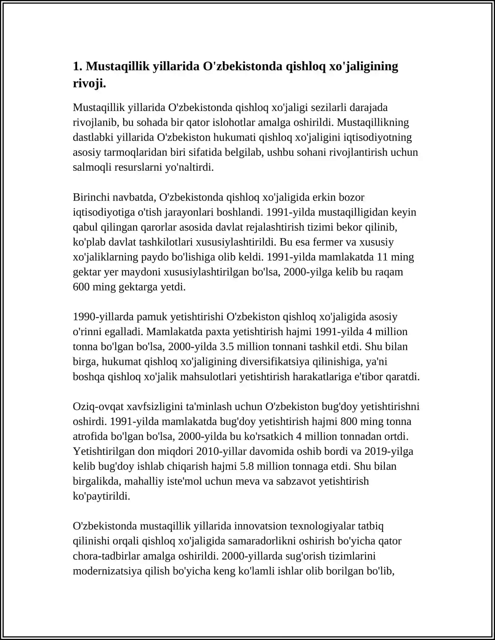 MUSTAQILLIK YILLARIDA O'ZBEKISTONDA IJTIMOIY-IQTISODIY HAYOT 3