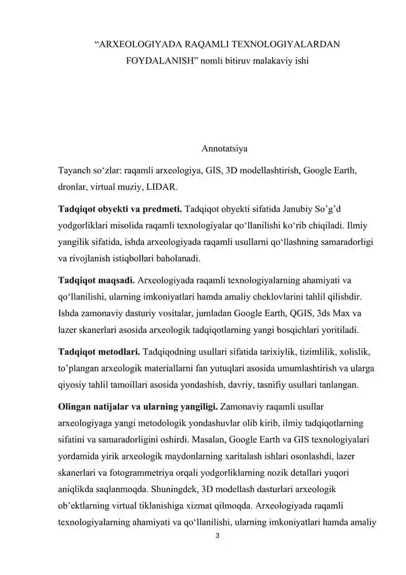 ARXEOLOGIYADA RAQAMLI TEXNOLOGIYALARDAN FOYDALANISH 3