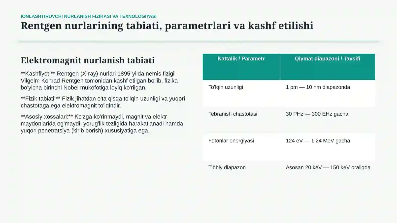 Ionlashtiruvchi nurlanishli nur tekshiruv usullari — fizik va texnologik asoslari 3