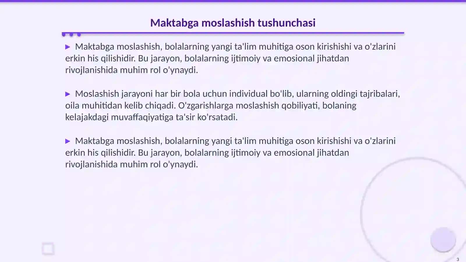 Kichik maktab yoshidagi bolaning maktabga moslashishi muammosi 3