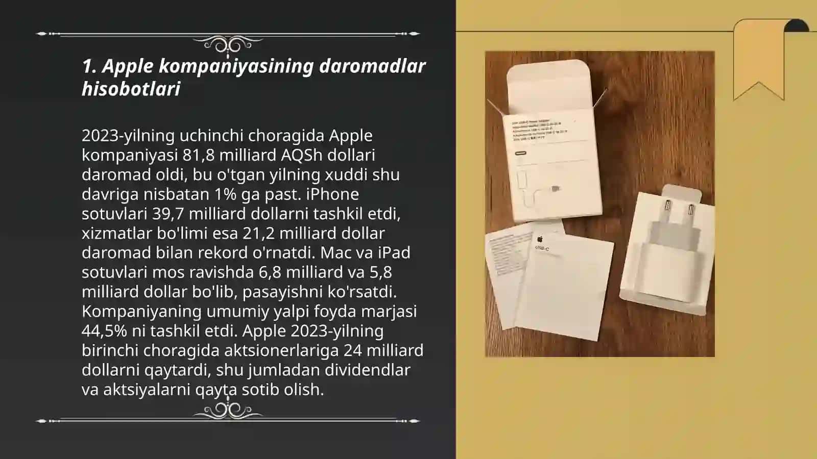 Apple kompaniyasining moliyaviy holati haqida Ergasheva Muhayyo 3
