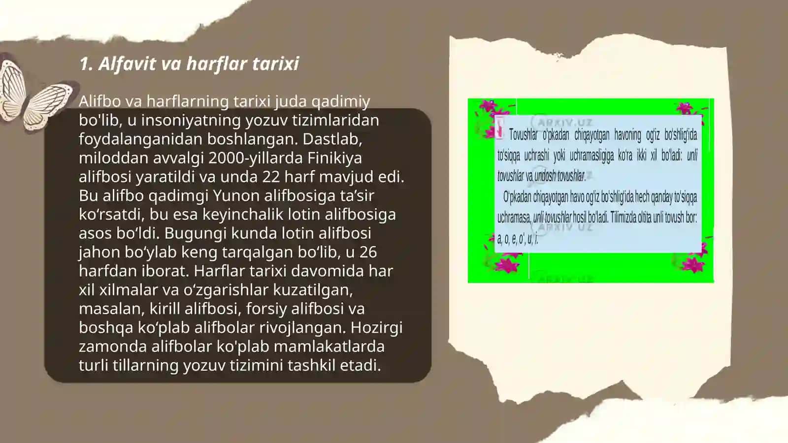 Ustki qismidan tutashtiriladigan harflar va unga oid soʻzlar yozish 3