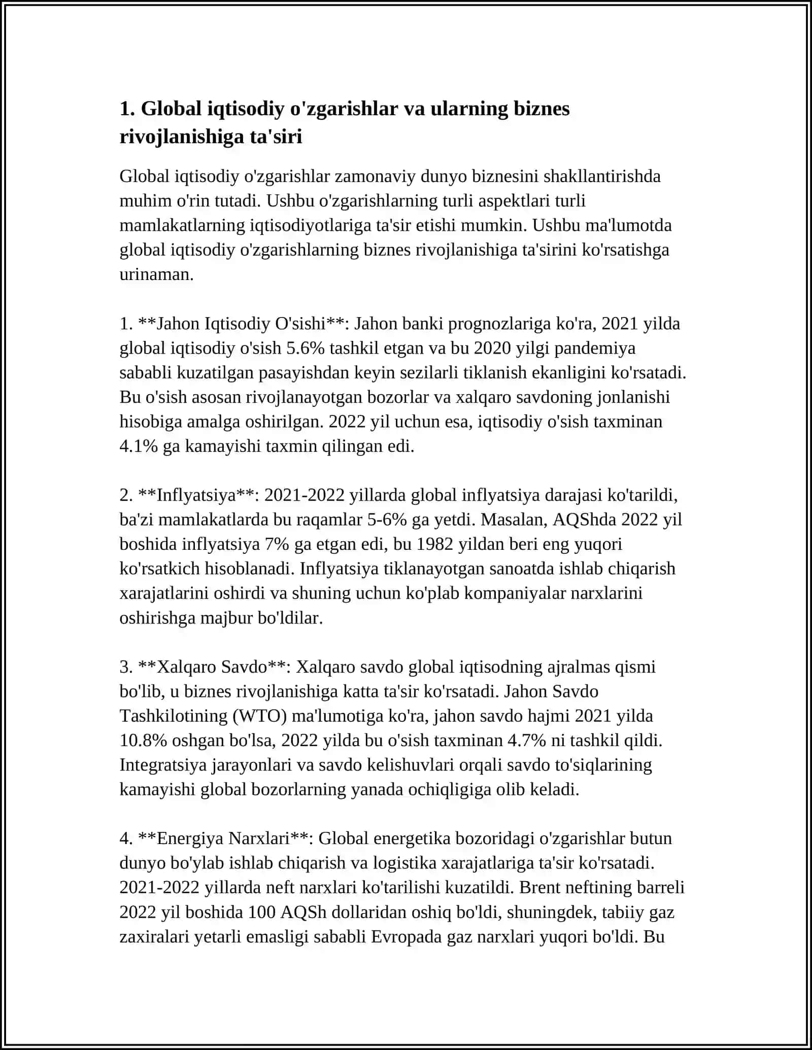 GLOBALLASHUV SHAROITIDA BIZNES RIVOJLANISH TRADENSIYALARI VA XUSUSIYATLARI 3