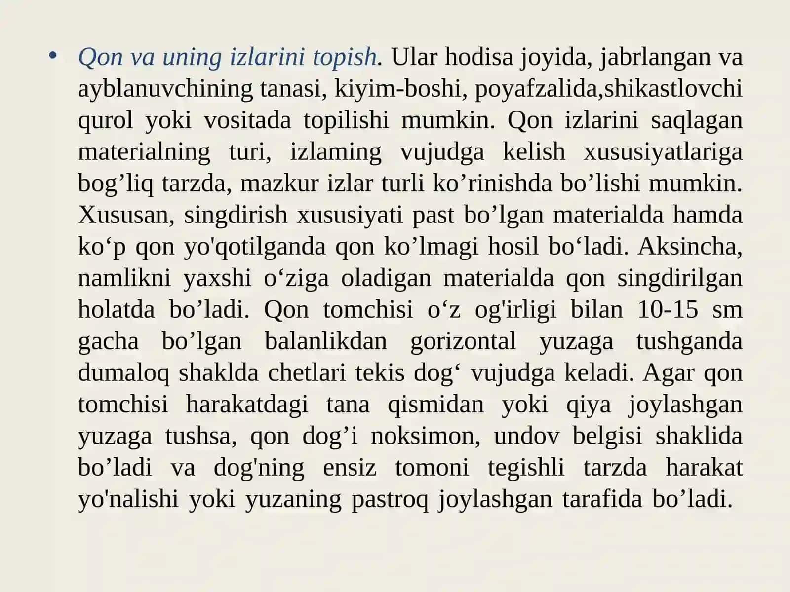 Qon va uning dog’larini sud-tibbiy tekshirish 3