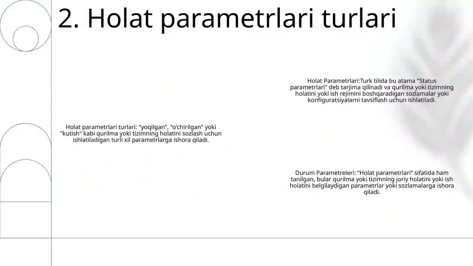 Holat Parametrlari 3
