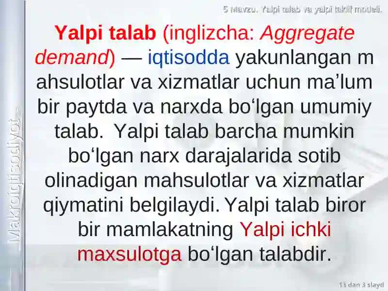 Yalpi talab va yalpi taklif modeli 3