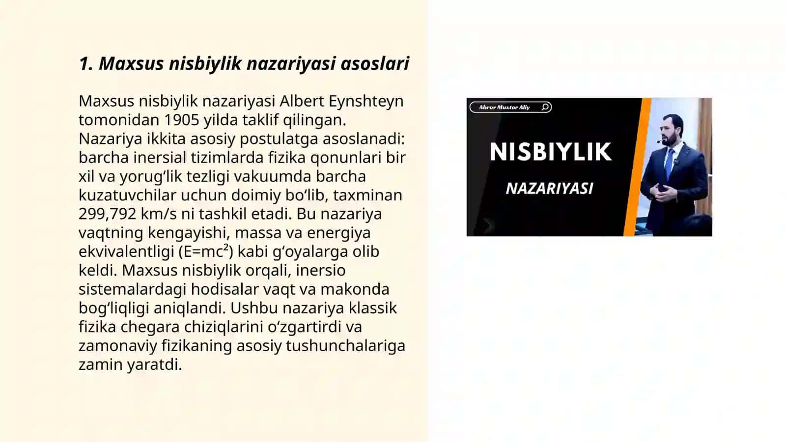 Maxsus nisbiylik nazariyasi asoslari 3