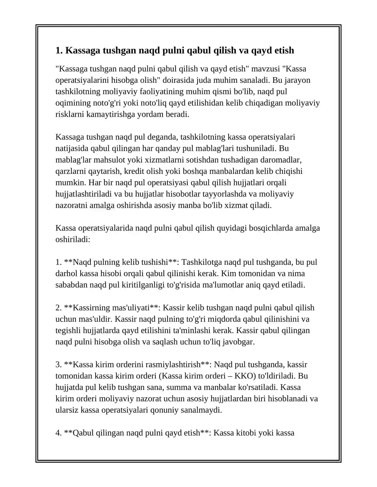 KASSA OPERATSIYALARINI HISOBGA OLISH 3